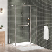 Zitta Flex 2.0 Shower door 48" x 36", in a corner, offset door on the left, in brushed nickel DF24836NREL41
