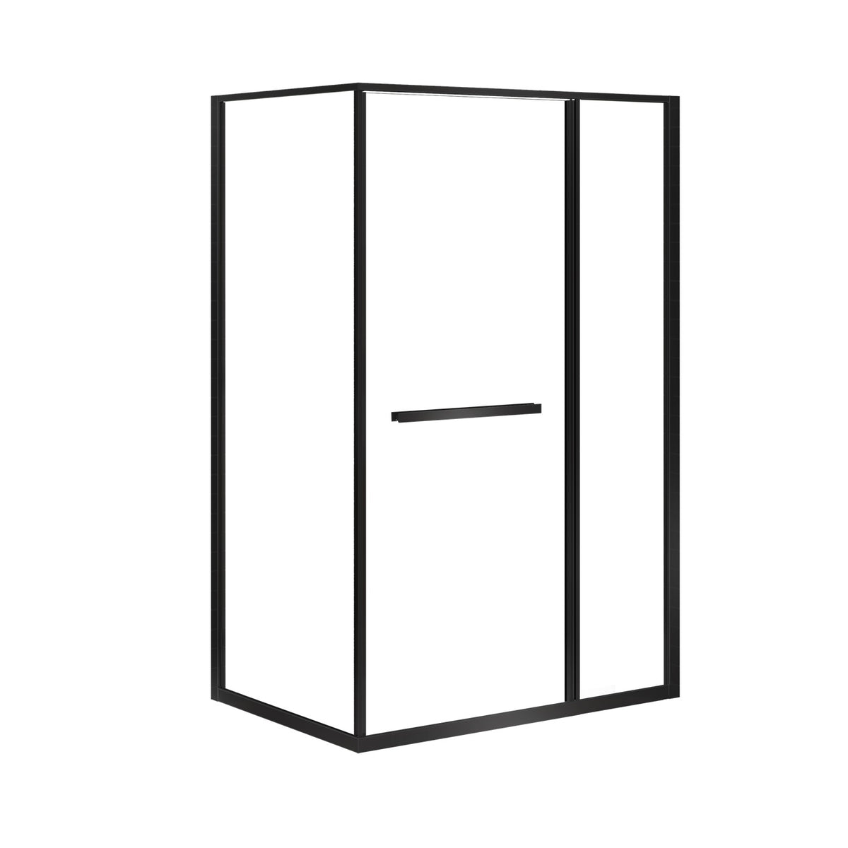 Zitta Flex 2.0 Shower door 48" x 36", in a corner, offset door on the left, in matte black DF24836NREL71