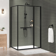Zitta Flex 2.0 Shower door 48" x 36", in a corner, offset door on the left, in matte black DF24836NREL71