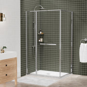 Zitta Flex 2.0 Shower door 48" x 36", in a corner, offset door on the right, in chrome DF24836NRER21