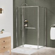 Zitta Flex 2.0 Shower door 48" x 36", in a corner, offset door on the right, in brushed nickel DF24836NRER41