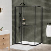 Zitta Flex 2.0 Shower door 48" x 36", in a corner, offset door on the right, in matte black DF24836NRER71