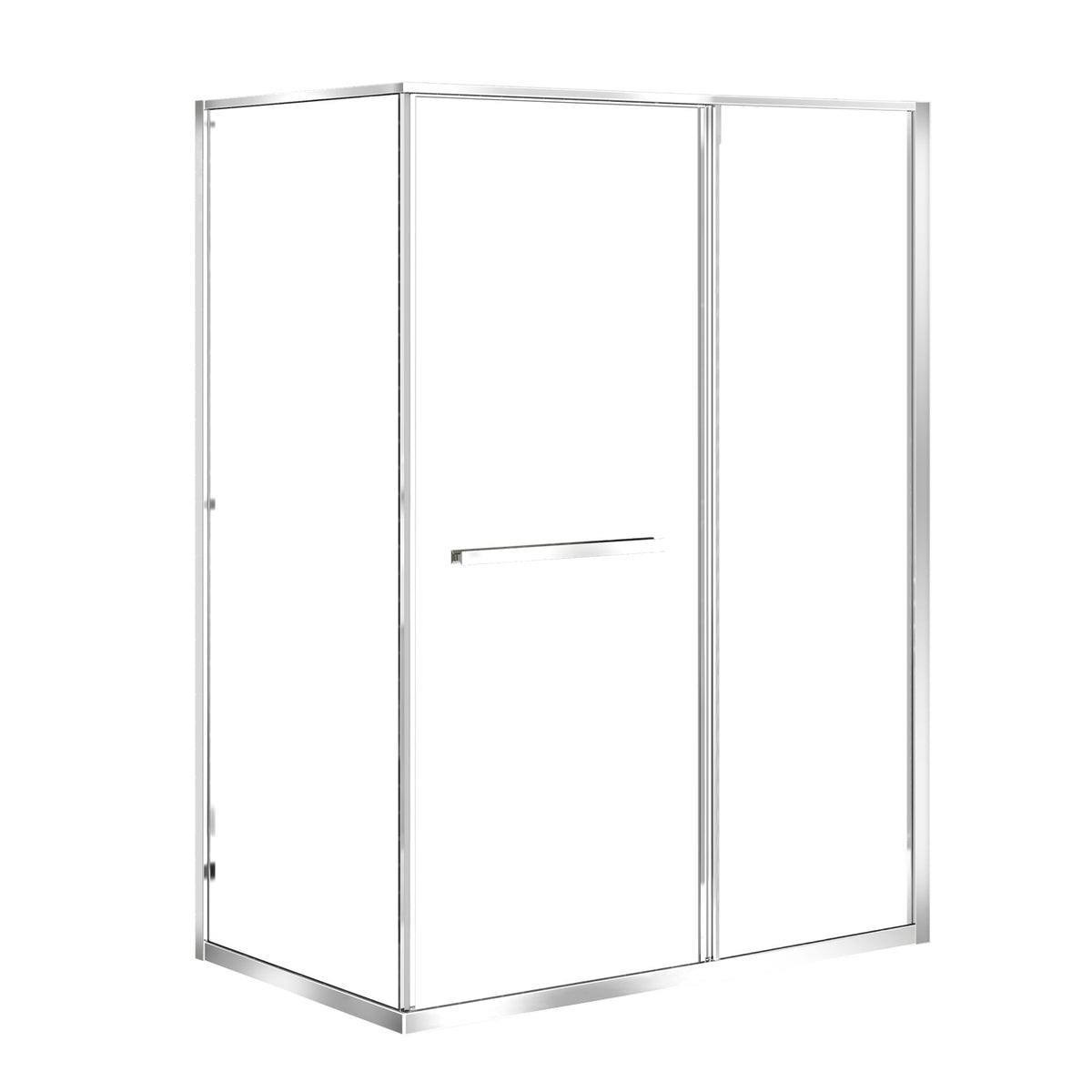 Zitta Flex 2.0 Shower door 60" x 36", in a corner, offset door on the left, in chrome DF26036NREL21