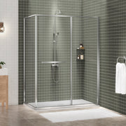 Zitta Flex 2.0 Shower door 60" x 36", in a corner, offset door on the left, in chrome DF26036NREL21