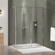 Zitta Flex 2.0 Shower door 60" x 36", in a corner, offset door on the left, in brushed nickel DF26036NREL41