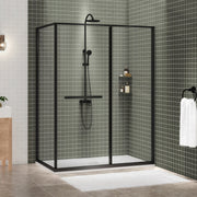 Zitta Flex 2.0 Shower door 60" x 36", in a corner, offset door on the left, in matte black DF26036NREL71