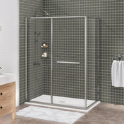 Zitta Flex 2.0 Shower door 60" x 36", in a corner, offset door on the right, in chrome DF26036NRER21