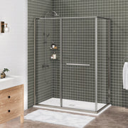Zitta Flex 2.0 Shower door 60" x 36", in a corner, offset door on the right, in brushed nickel DF26036NRER41