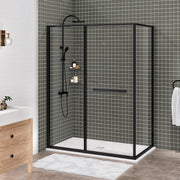 Zitta Flex 2.0 Shower door 60" x 36", in a corner, offset door on the right, in matte black DF26036NRER71