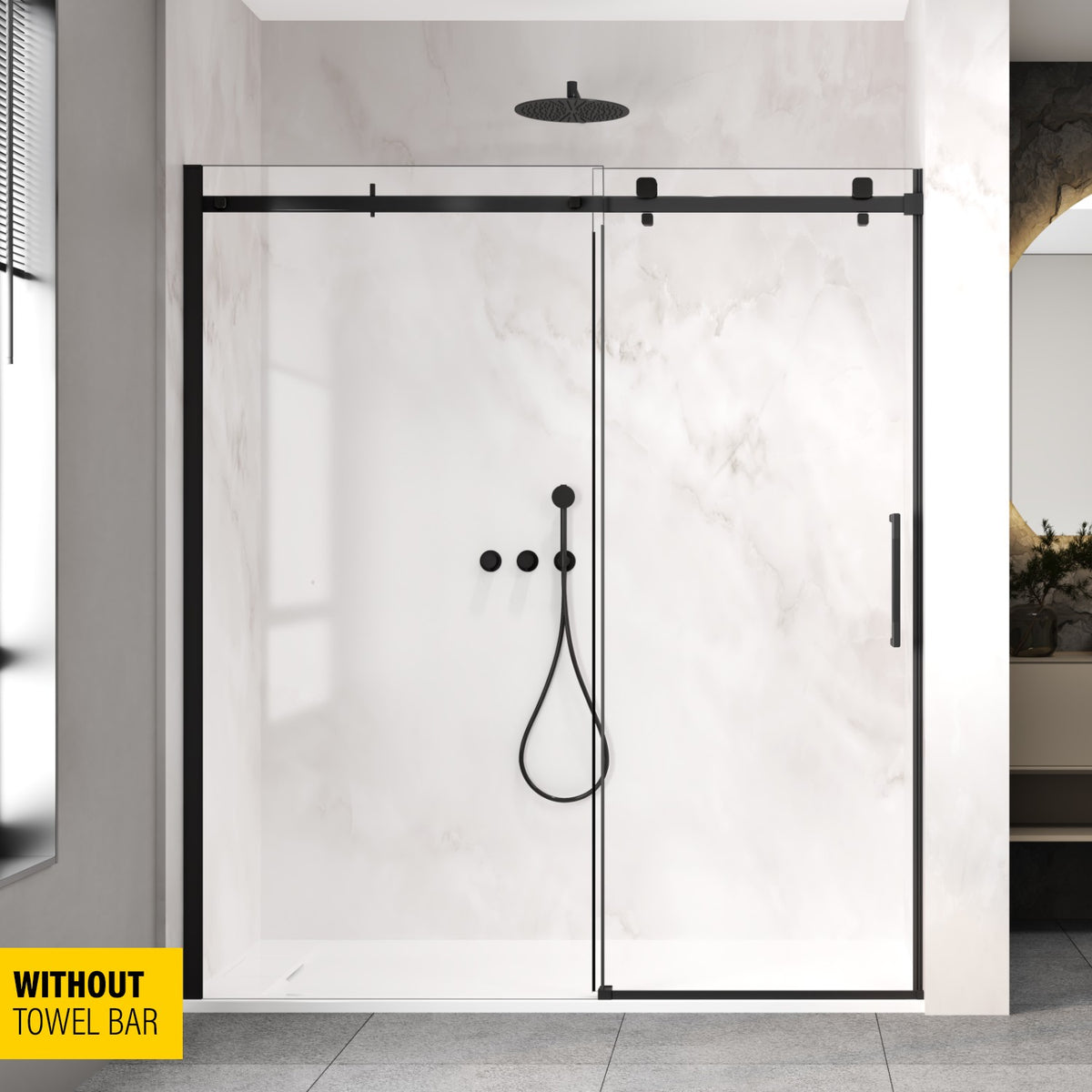 Zitta Alta Shower door 72", in alcove, in matte black DL17200ASTC71