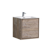 Kube Bath DeLusso 24" Nature Wood Wall Mount Modern Bathroom Vanity - Nature Wood (DL24-NW)