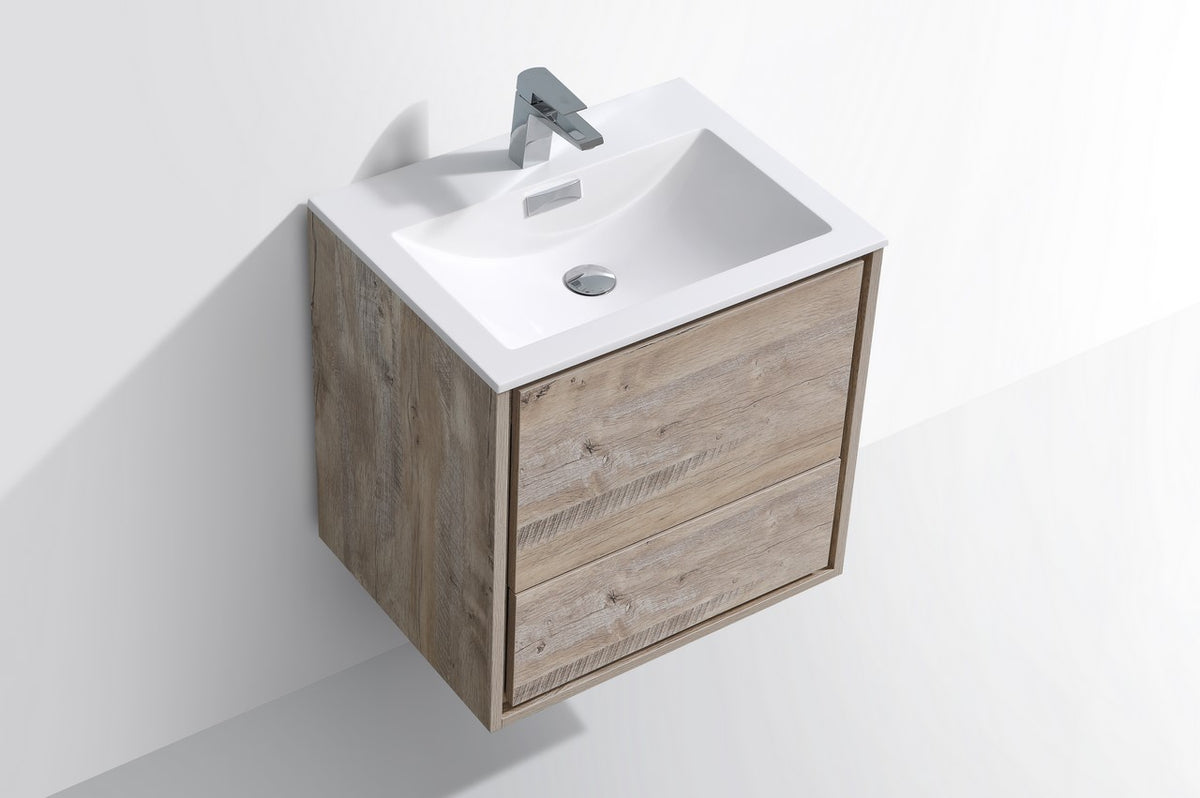 Kube Bath DeLusso 24" Nature Wood Wall Mount Modern Bathroom Vanity - Nature Wood (DL24-NW) view 4