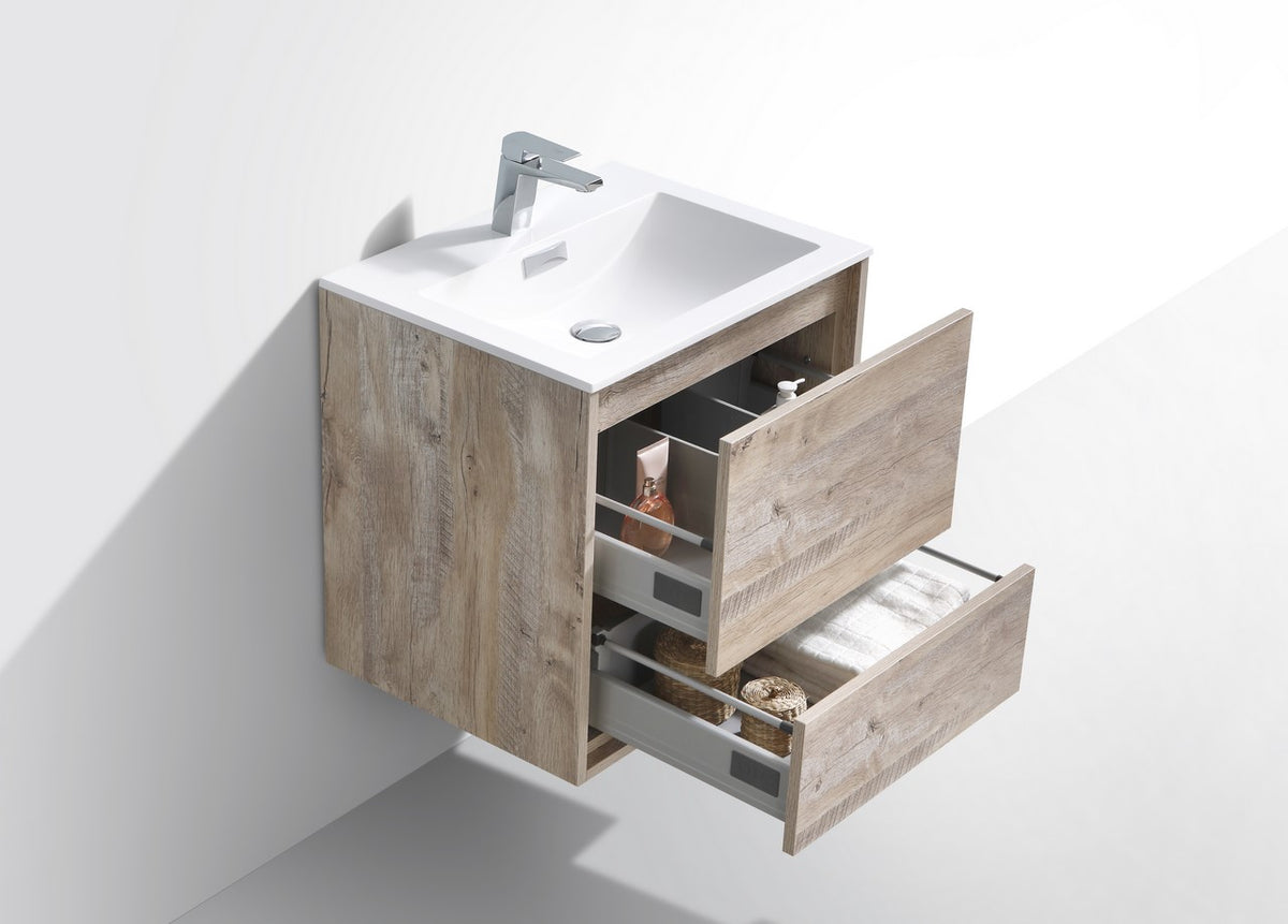 Kube Bath DeLusso 24" Nature Wood Wall Mount Modern Bathroom Vanity - Nature Wood (DL24-NW) view 5