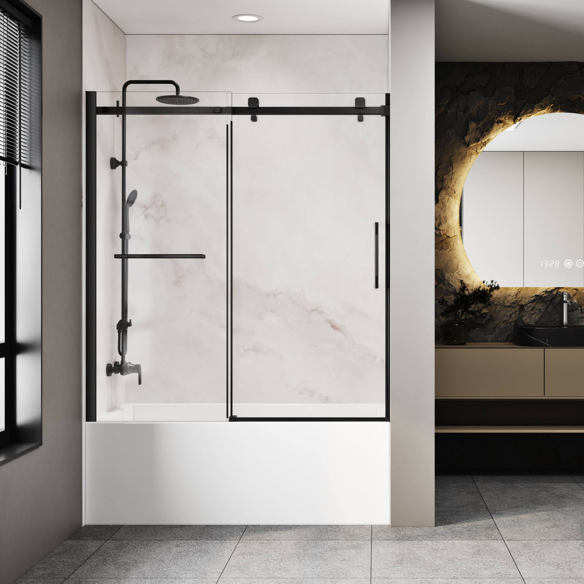 Zitta Alta Bathtub door 60", in alcove, in matte black DL26000BSTC71