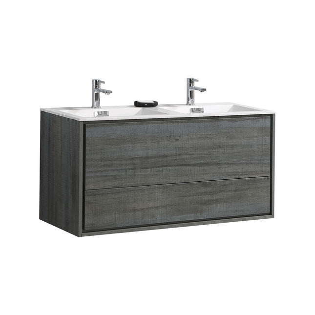 Kube Bath De Lusso 48″ Double Sink Ocean Gray Wall Mount Modern Bathroom Vanity Kube Bath