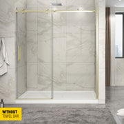 Zitta Piazza Shower door 72", in alcove, in brushed gold DP17200ASTC51