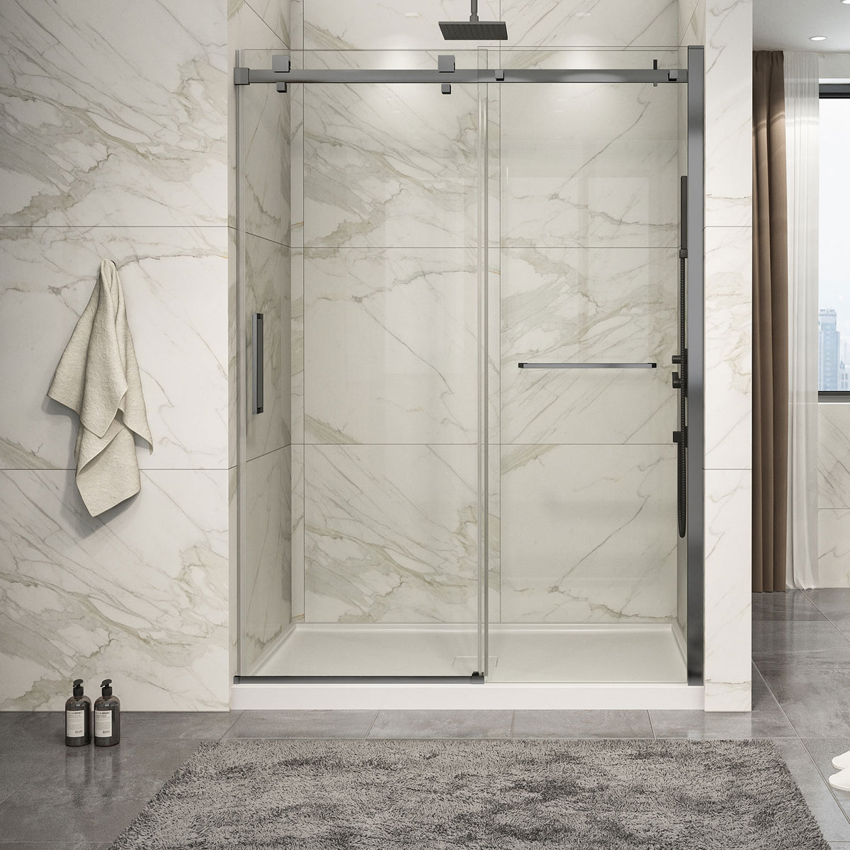 Zitta Piazza 2.0 Shower door 60", in alcove, in gunmetal DP26000ASTC31