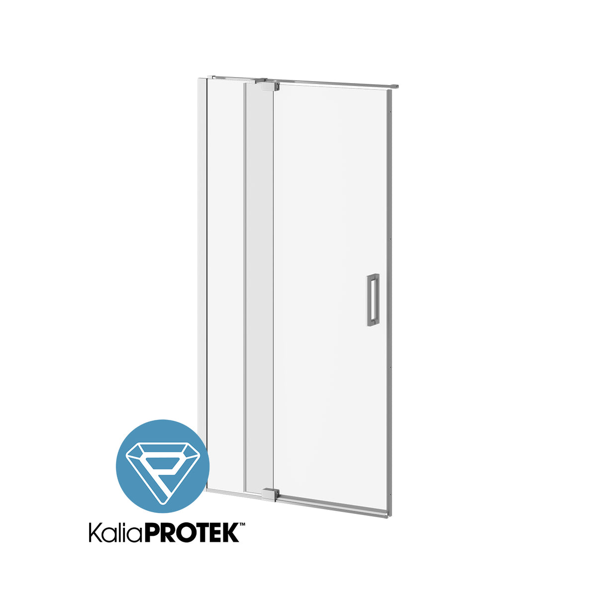 Kalia DISTINK with KaliaProtek 42''x77'' 2-Panel Pivot Shower Door Duraclean Glass with Film for Alcove Inst. (Reversible) Chrome DR1739-110-005
