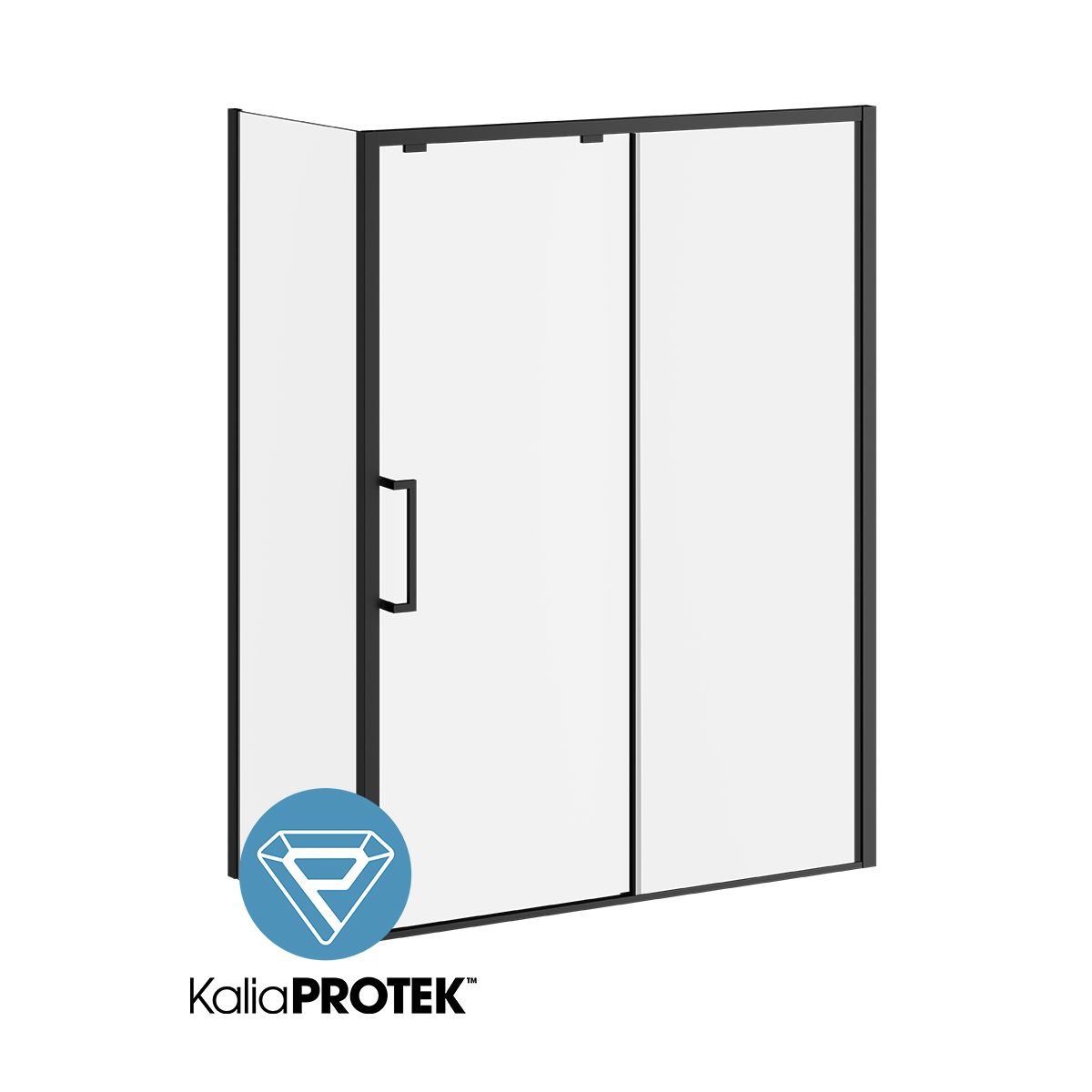 Kalia IKONIK with KaliaProtek (Box 1 of 2) 60''x79'' Sliding Shower Door Duraclean Glass - Fixed Panel for Alcove Installation (Reversible) Matte Black DR1841-160-005