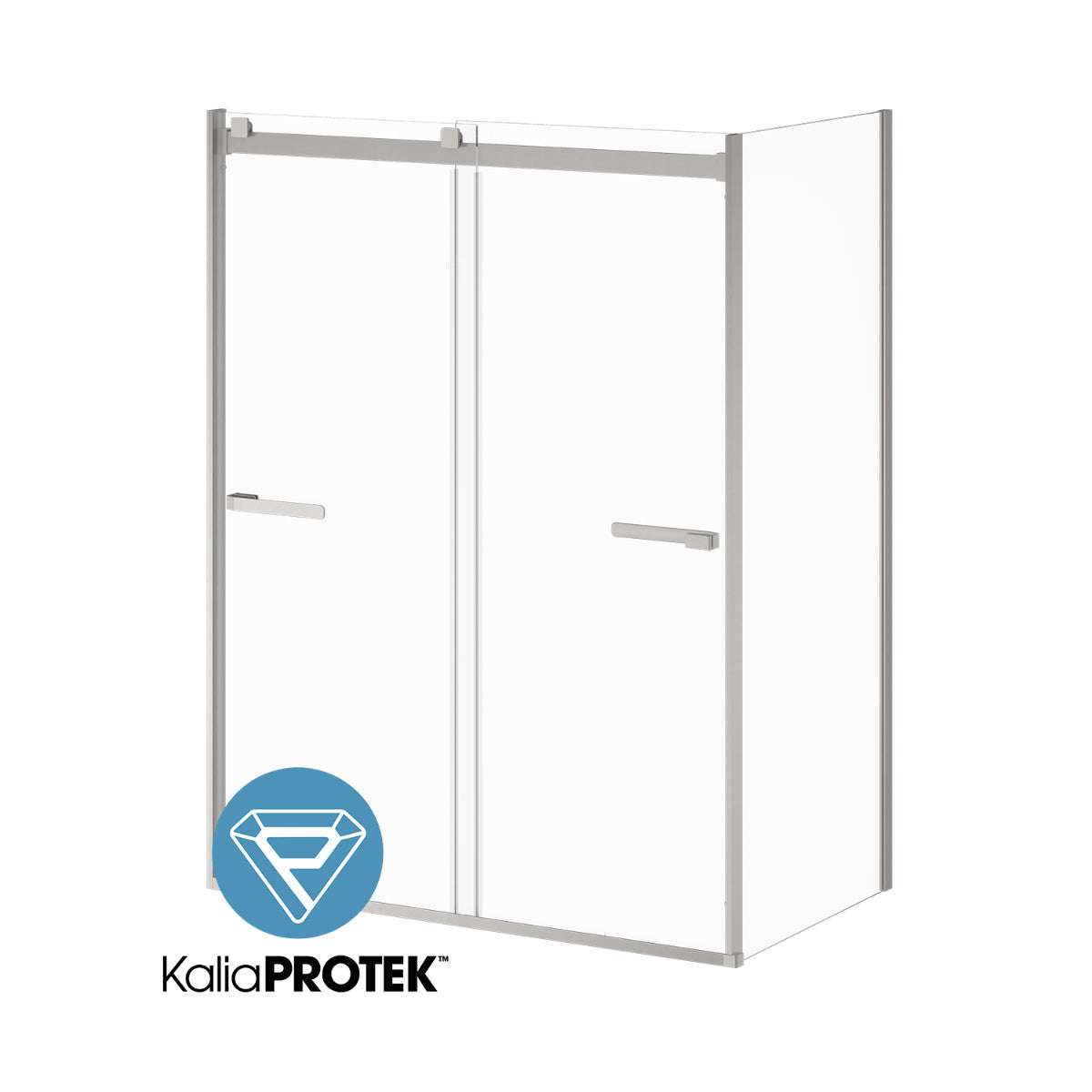 Kalia AKCESS 2.0 with KaliaProtek Return Panel 36''x79'' Reversible Pure Nickel Clear with Film Glass DR2076-125-005