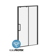 Kalia IKONIK with KaliaProtek 48''x79'' Sliding Shower Door Duraclean Glass with Protective Glass with Fixed Panel and Mobile Panel for Alcove Installation (Left Opening) Matte Black DR2183-160-005