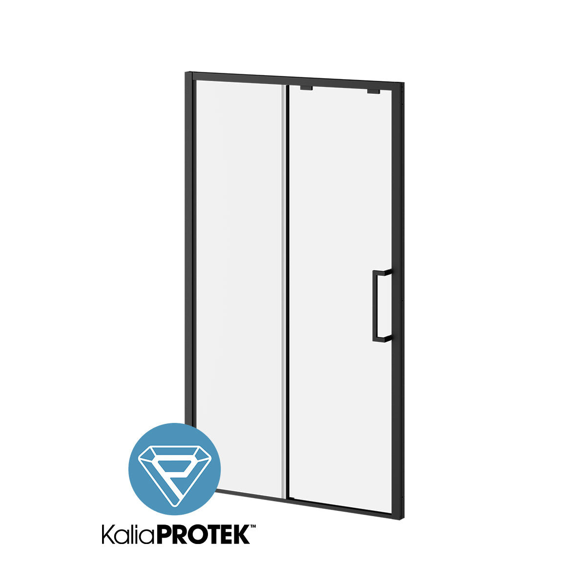 Kalia IKONIK with KaliaProtek 48''x79'' Sliding Shower Door Duraclean Glass with Protective Glass with Fixed Panel and Mobile Panel for Alcove Installation (Right Opening) Matte Black DR2184-160-005