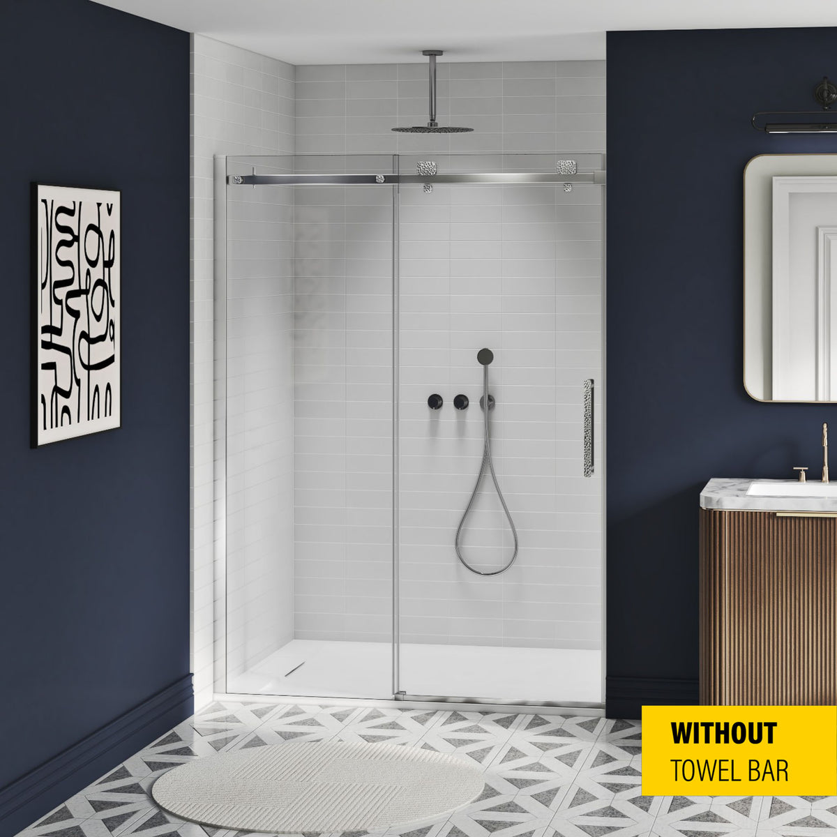 Zitta Stile Shower door 60", in alcove, in chrome DS16000ASTC21