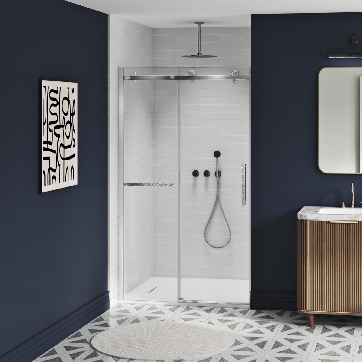 Zitta Stile Shower door 48", in alcove, in chrome DS24800ASTC21