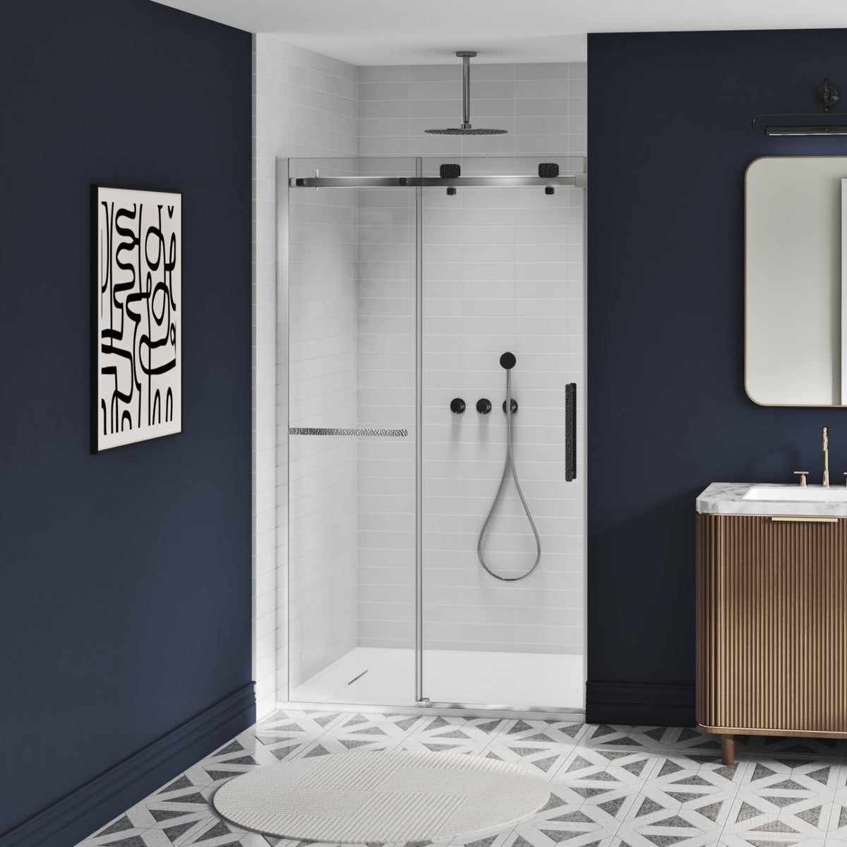 Zitta Stile Shower door 48", in alcove, in chrome DS24800ASTC21
