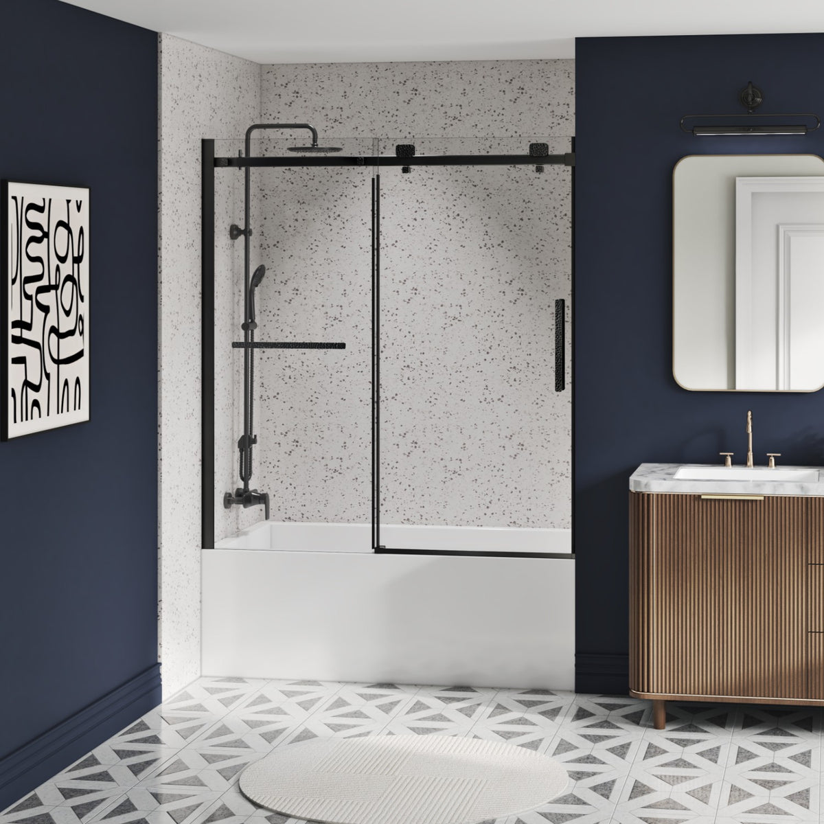 Zitta Stile Bathtub door 60", in alcove, in matte black DS26000BSTC71