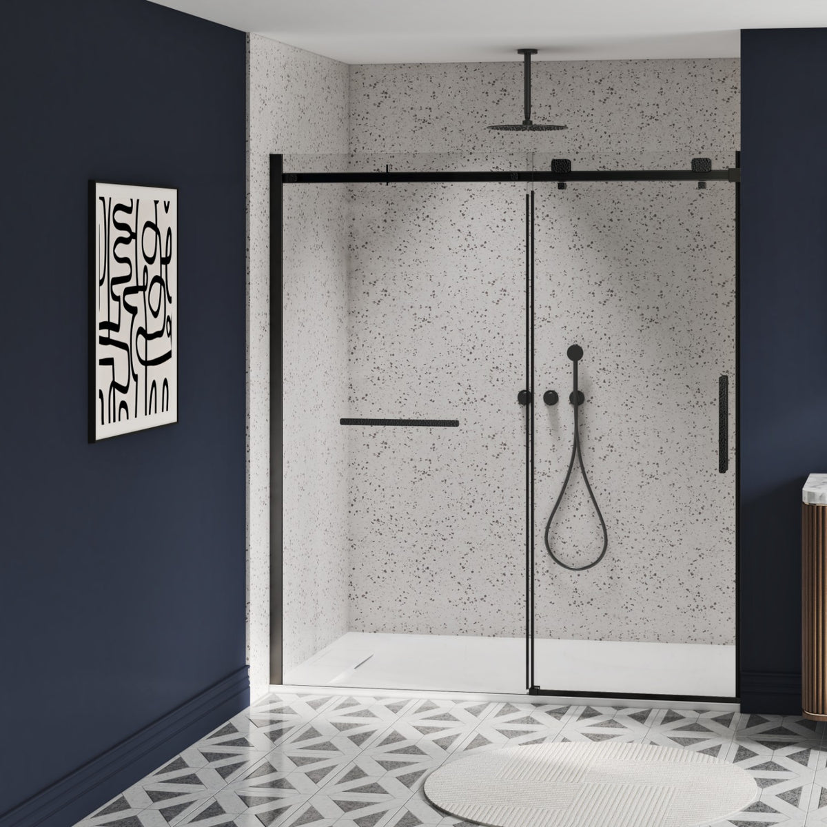 Zitta Stile Shower door 72", in alcove, in matte black DS27200ASTC71