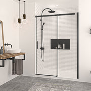 Zitta Vague Shower door 54", in alcove, in matte black DVG5400ASTC71