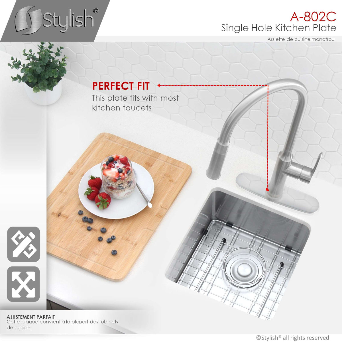 Stylish 10" Kitchen Deck Plate Chrome A-802C