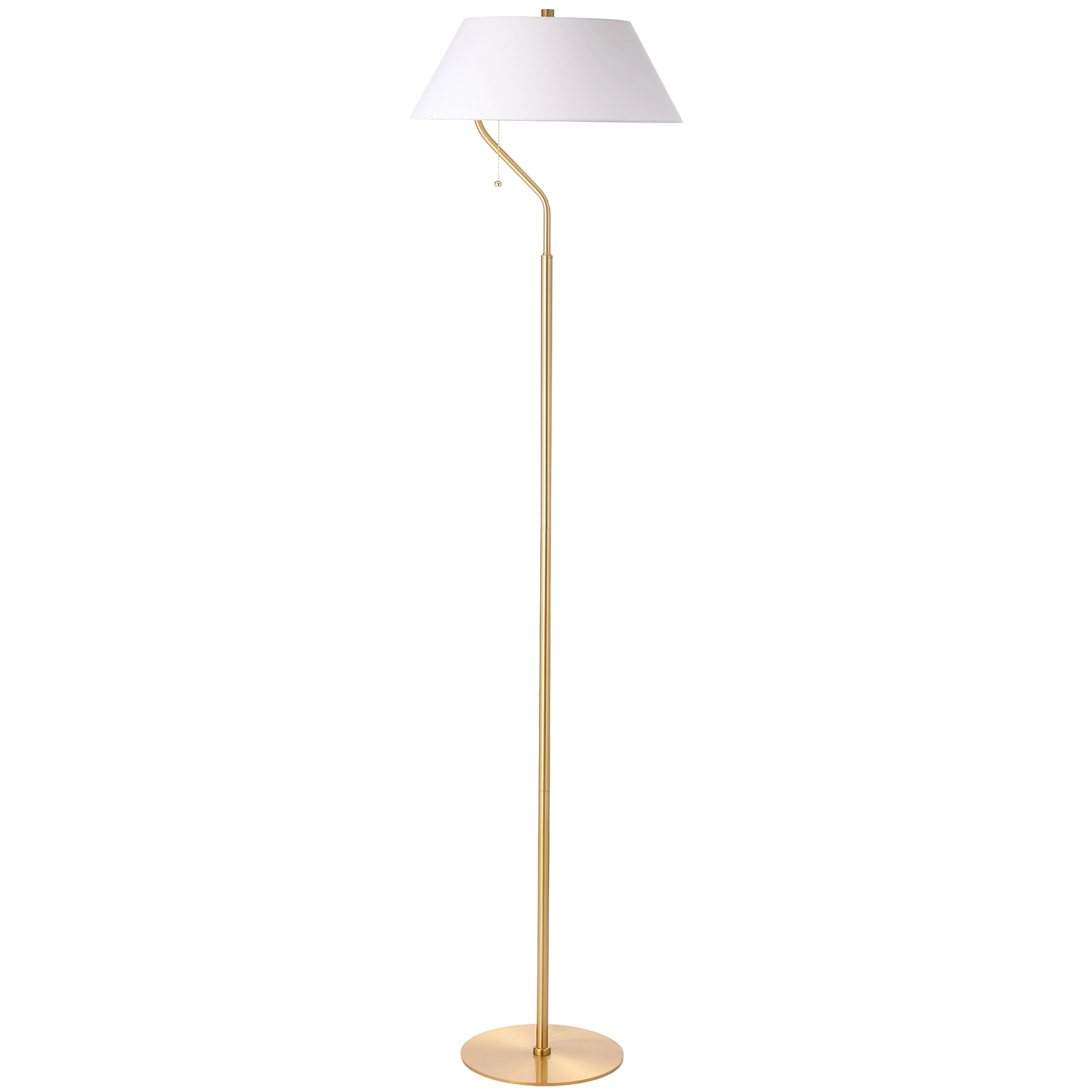 Dainolite 1 Light Aged Brass Floor Lamp with White Shade