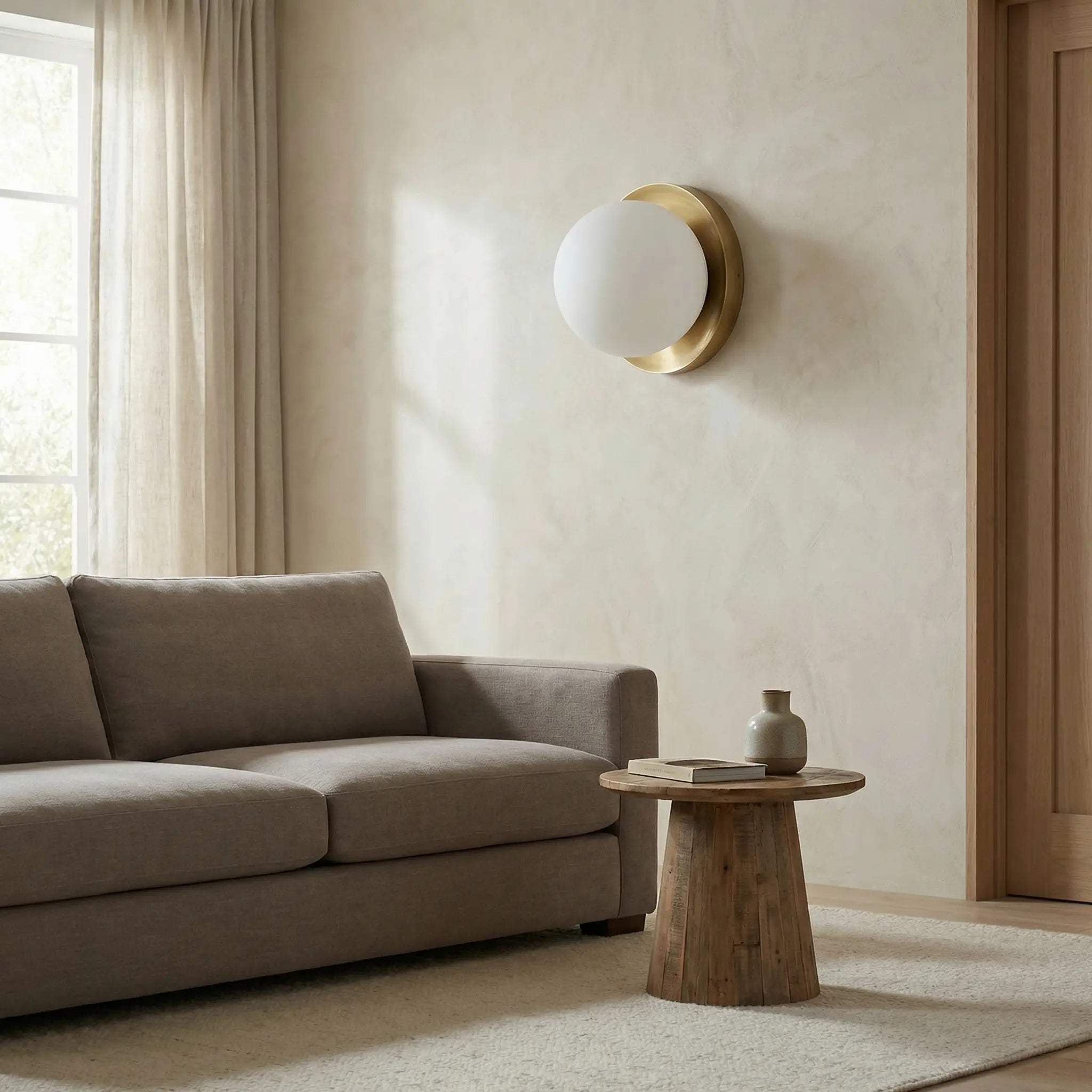 Dainolite 1 Light Aged Brass Incandescent Wall Sconce with White Glass Globe
