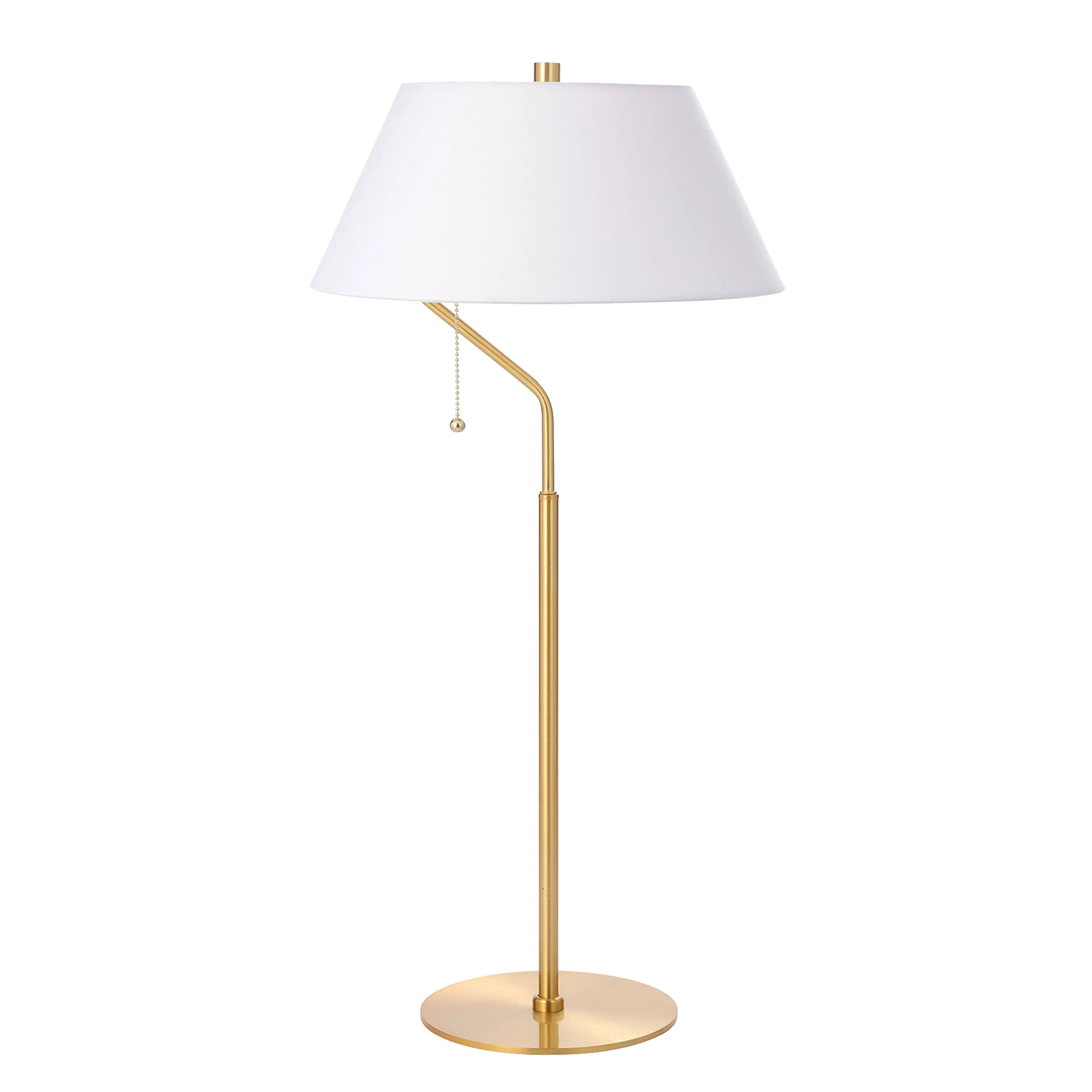 Dainolite 1 Light Aged Brass Table Lamp with White Shade