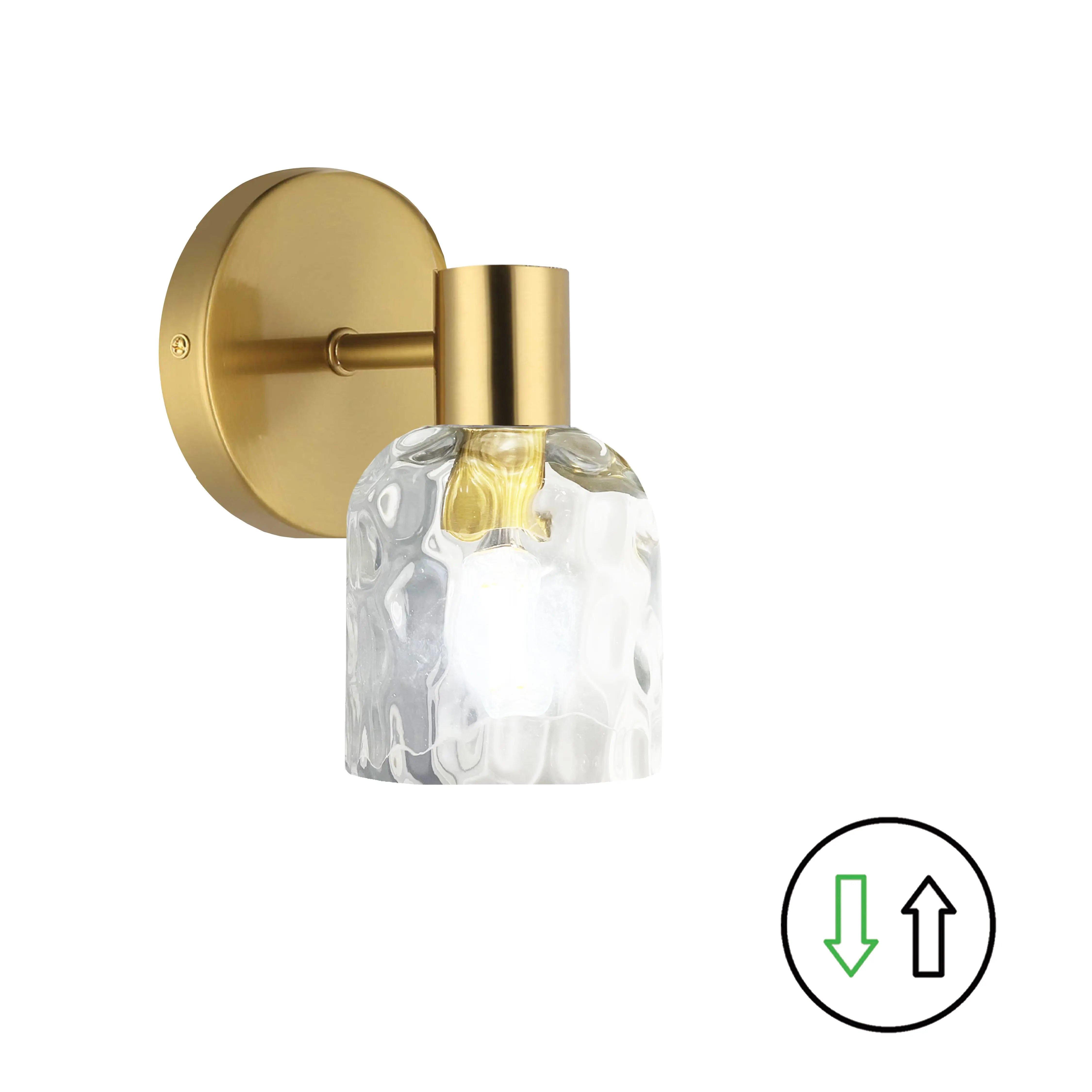 Dainolite 1 Light Aged Brass Wall Sconce w/ Clear Water Glass