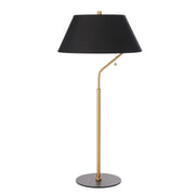 Dainolite 1 Light Aged Brass and Matte Black Table Lamp with Black Shade