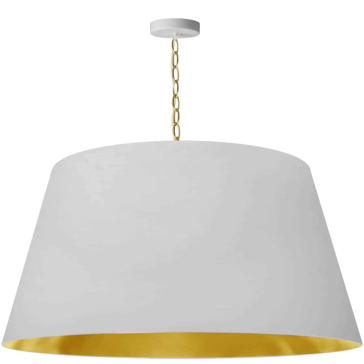 Dainolite 1 Light Brynn Extra Large Pendant, White/Gold Shade, Aged Brass