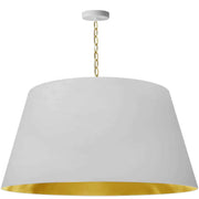 Dainolite 1 Light Brynn Extra Large Pendant, White/Gold Shade, Aged Brass