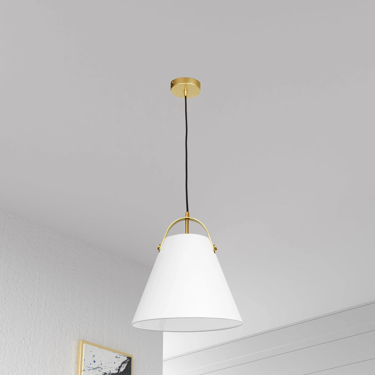Dainolite 1 Light Emperor Pendant Aged Brass with White Shade
