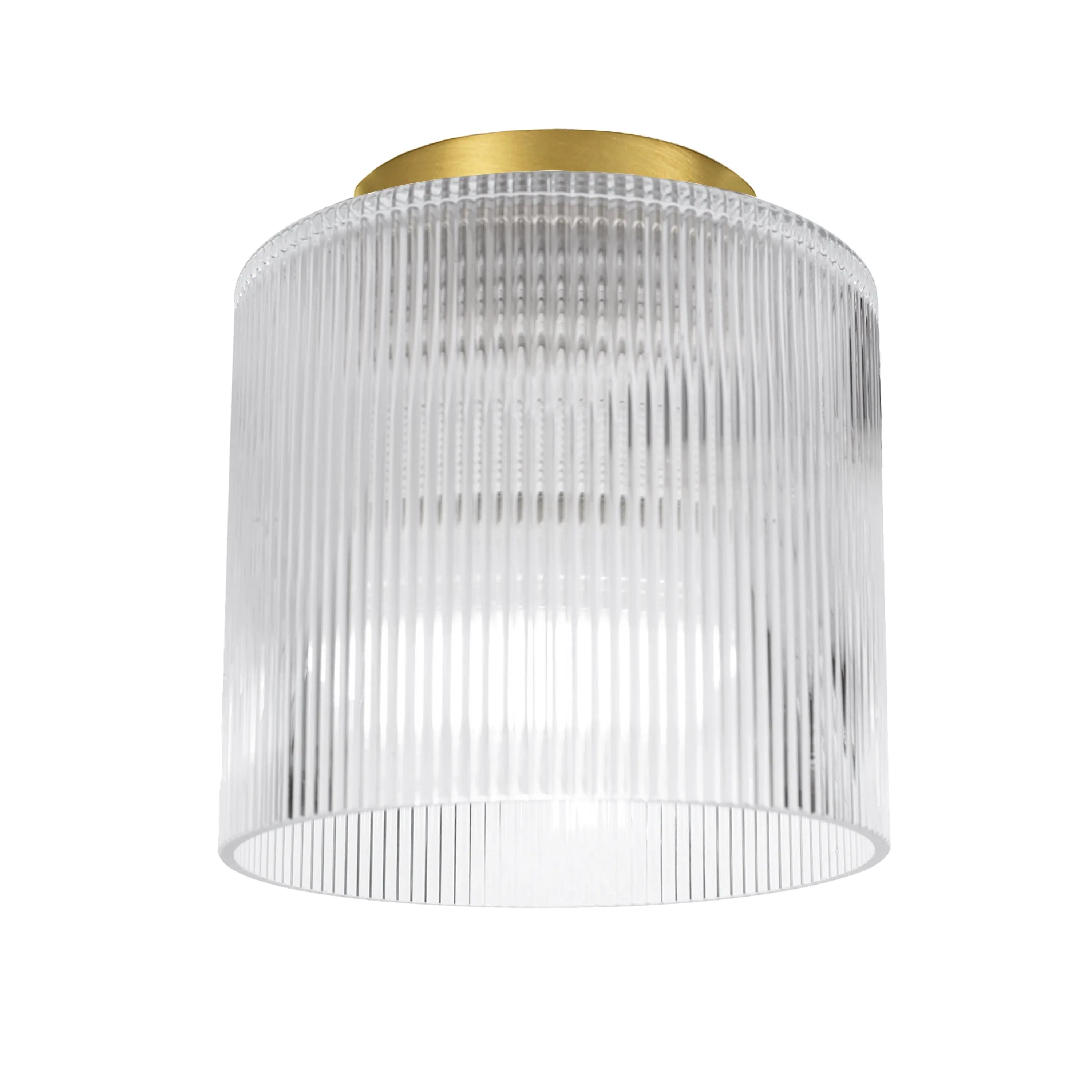 Dainolite 1 Light Flush Mount in Aged Brass w/ Fluted Glass
