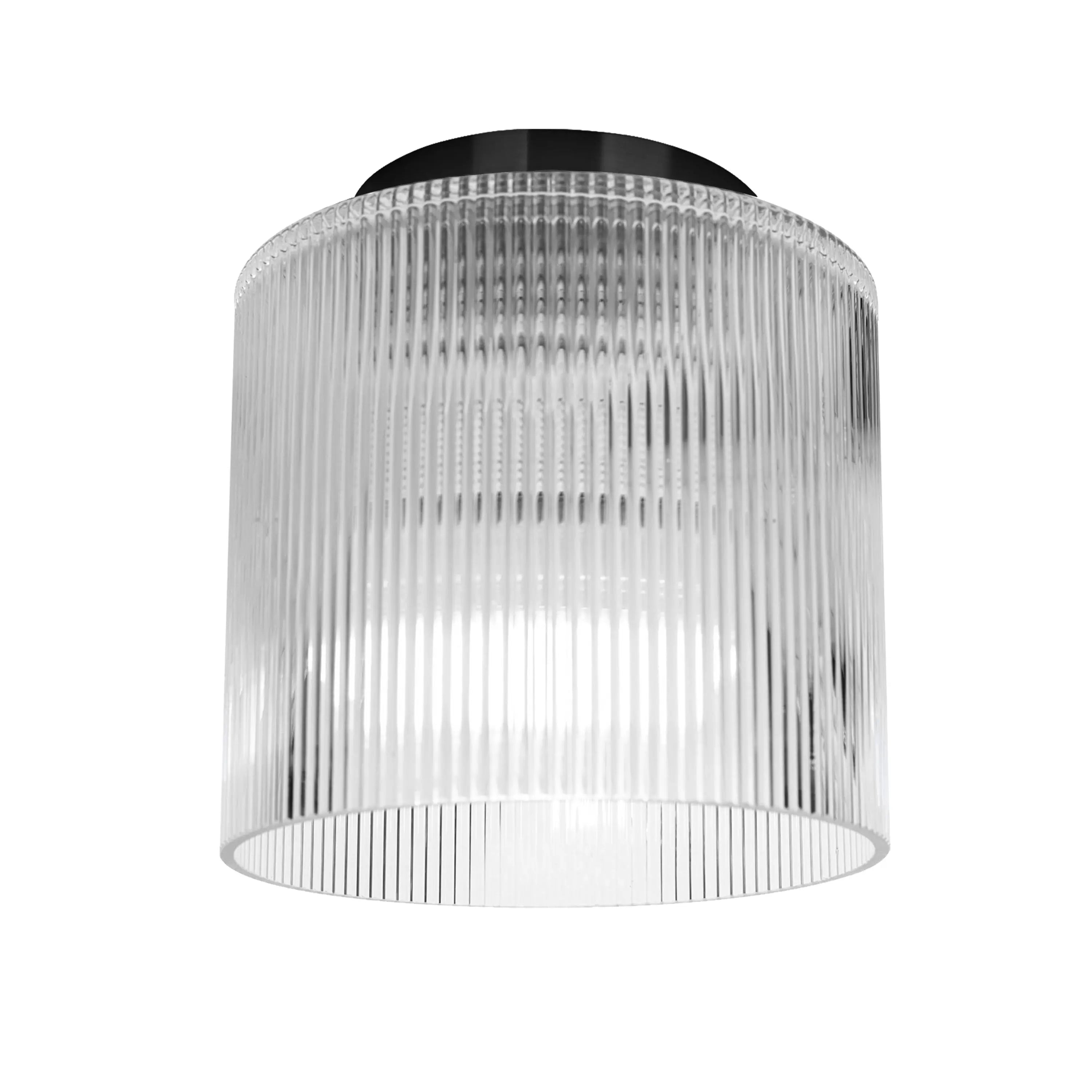 Dainolite 1 Light Flush Mount in Matte Black w/ Fluted Glass