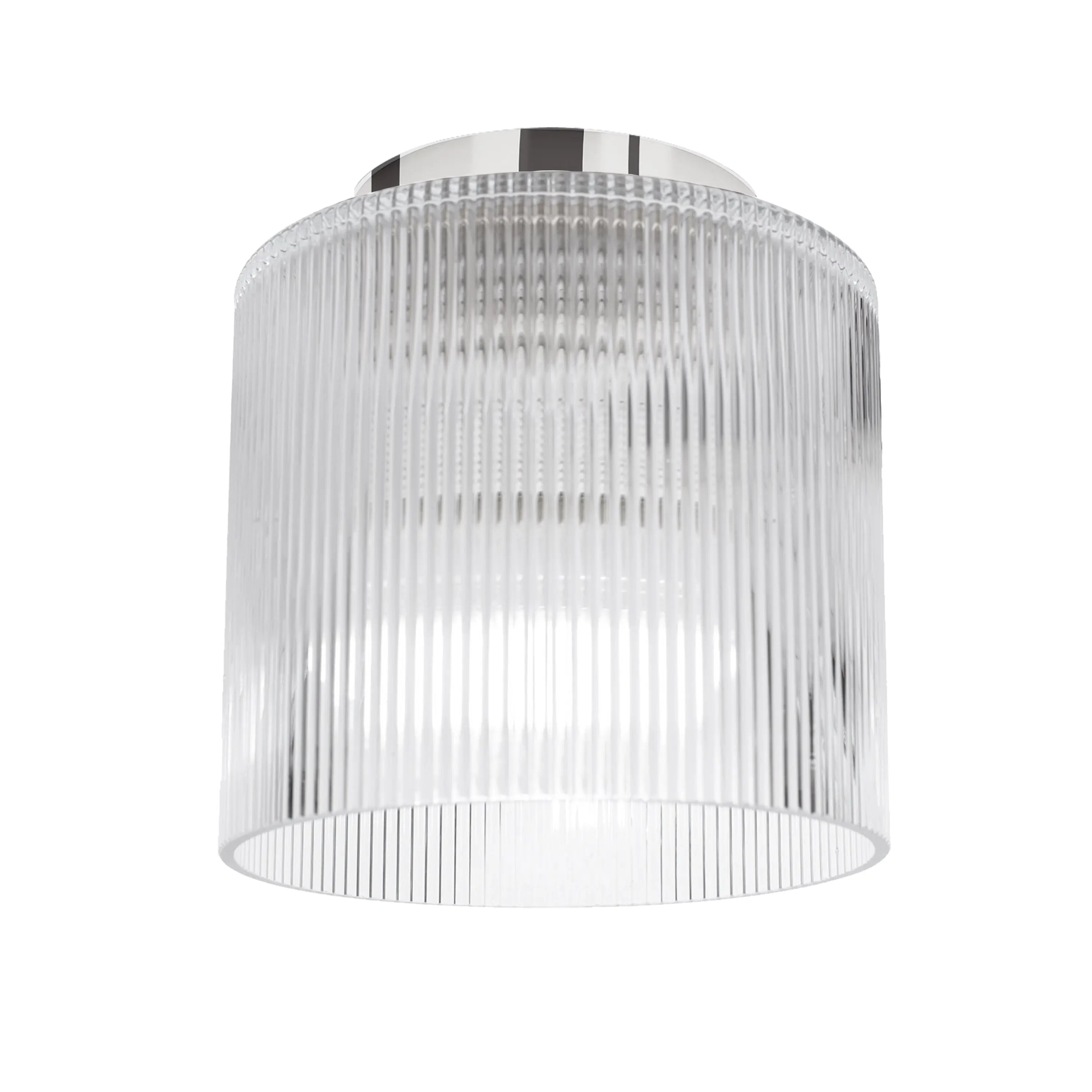 Dainolite 1 Light Flush Mount in Polished Chrome w/ Fluted Glass