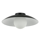Dainolite 1 Light Flush Mount, Matte Black w/ Opal Glass
