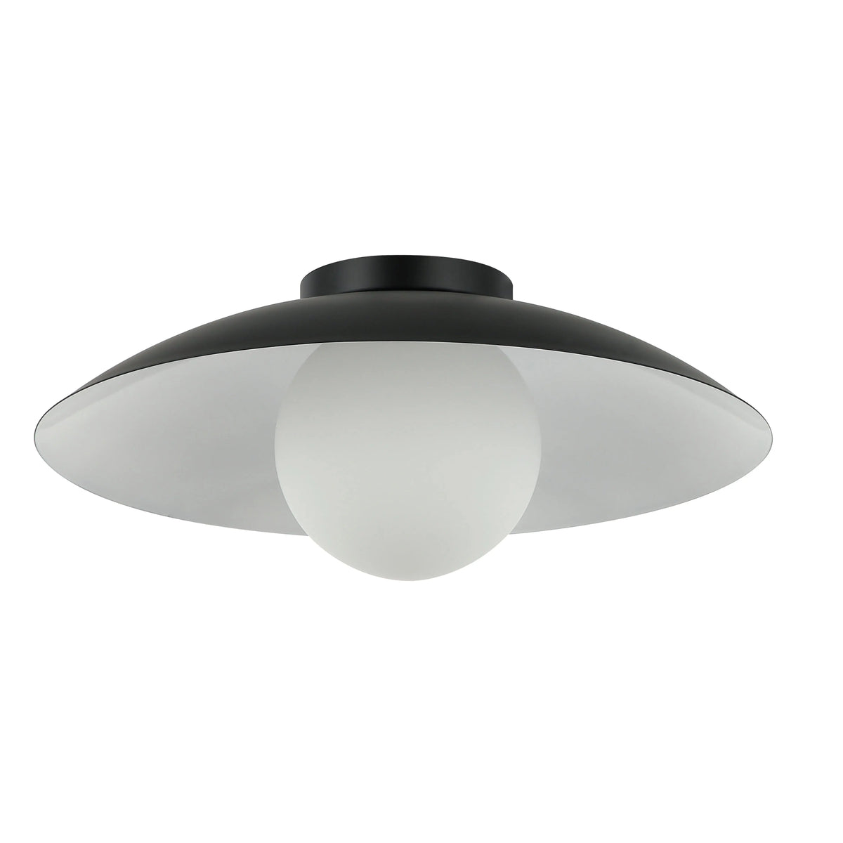 Dainolite 1 Light Flush Mount, Matte Black w/ Opal Glass