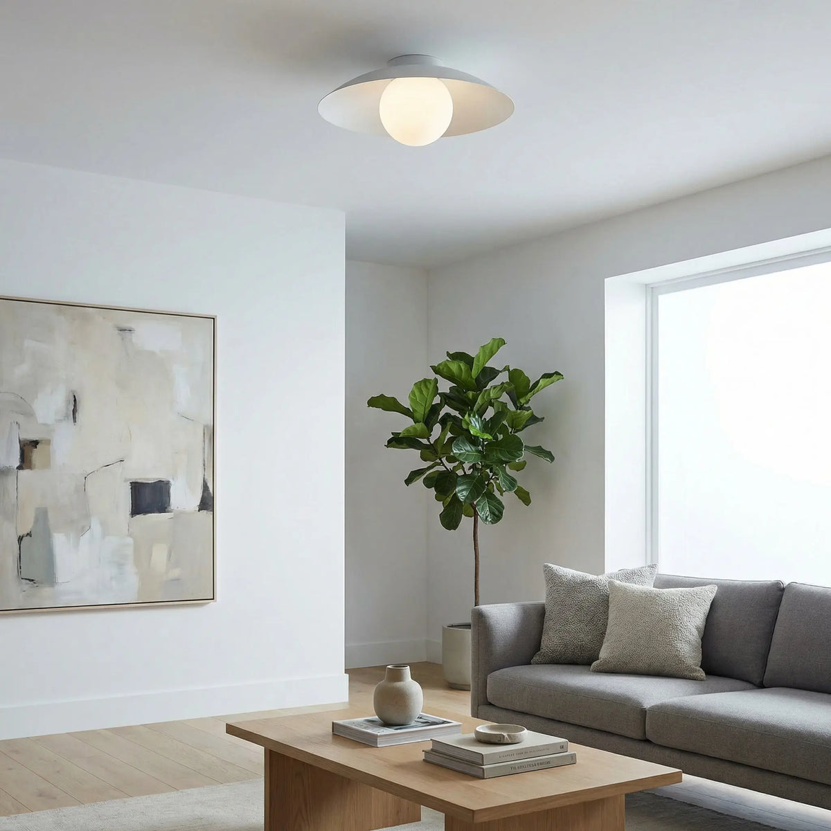 Dainolite 1 Light Flush Mount, Matte White w/ Opal Glass