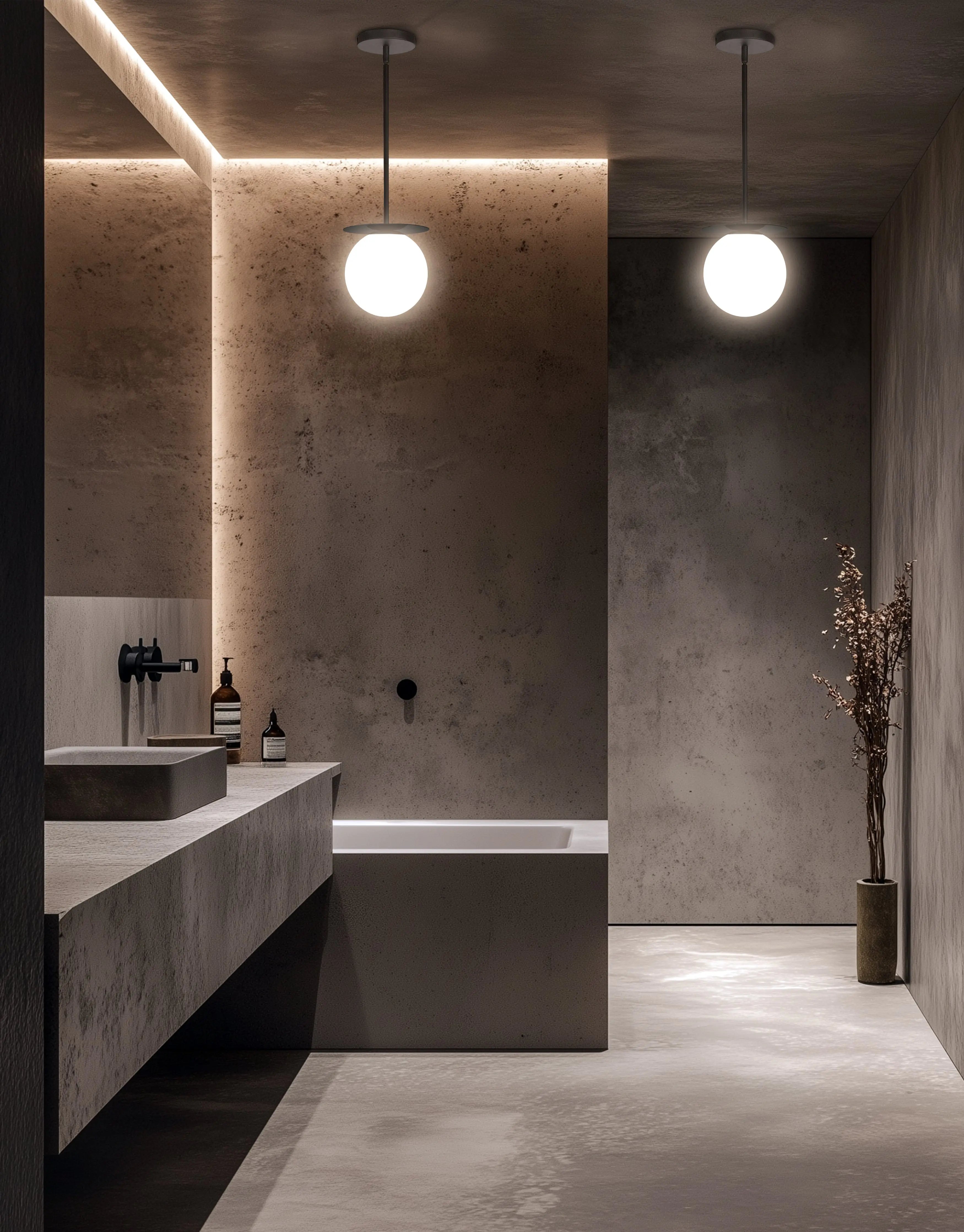 Dainolite 1 Light Halogen Burlat Pendant Matte Black & White