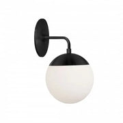 Dainolite 1 Light Halogen Matte Black Wall Sconce w/ White Glass