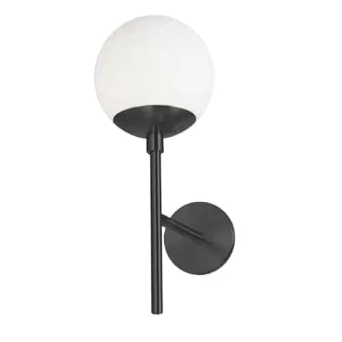 Dainolite 1 Light Halogen Matte Black Wall Sconce w/ White Glass